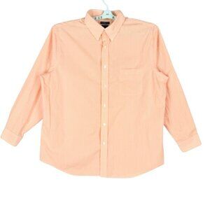 Croft &‎ Barrow Men Classic Fit Long Sleeve Plaid Orange White Shirt Sz 18 34/35